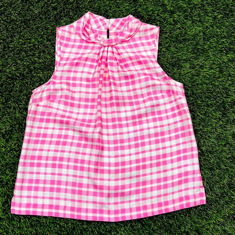 EUC J.Crew Knotted Top in Pink Gingham Size Medium